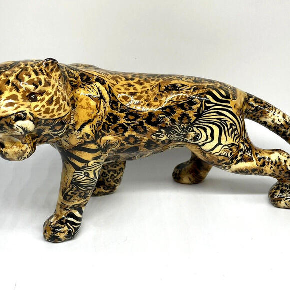 Safari Jungle Crouching Tiger Print Patchwork 12